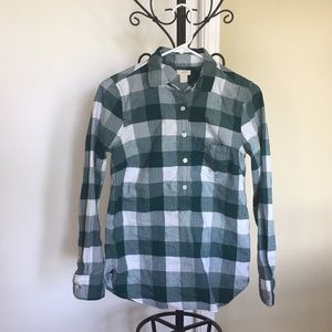 J. Crew Plaid Button Down in Green and White
